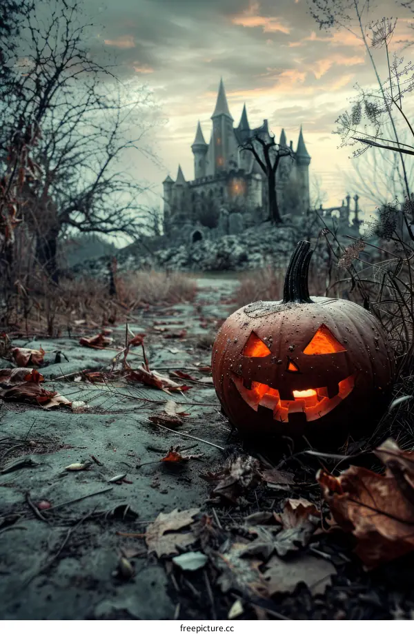 Spooky Pumpkin in a Haunted Forest