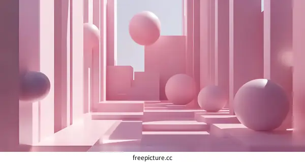 Abstract Pink Geometric Shapes 3D Illustration