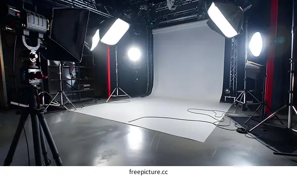 Professional Studio Set Up With Lighting and Camera