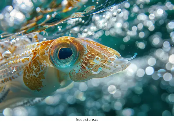 A beautiful close up of a squid