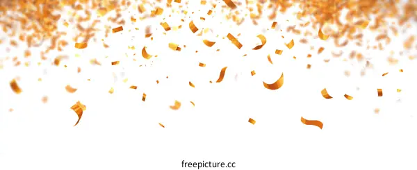 Gold Confetti Falling on White Background