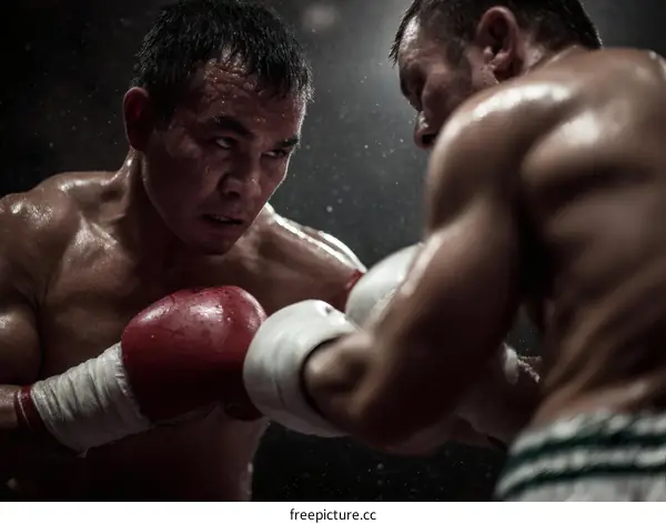 Two Professional Boxers in a Heated Match