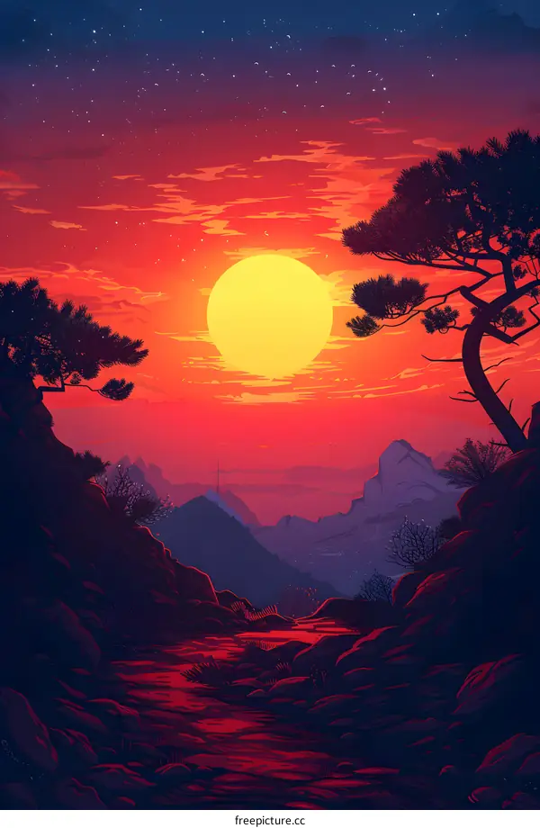 Sunset over the mountains