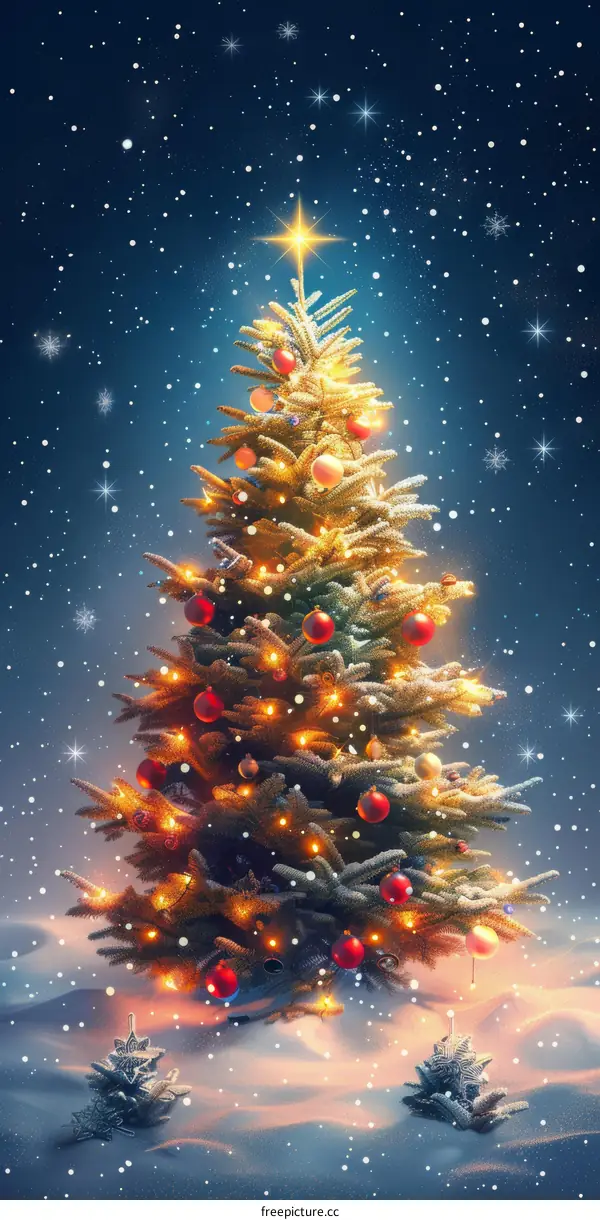 Captivating Christmas Tree Glowing with Magical Lights and Snowflakes