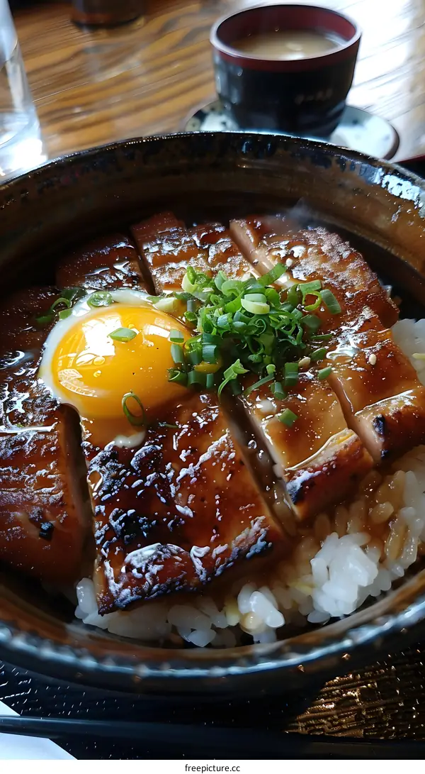 Japanese Food Dish with Grilled Eel and Egg