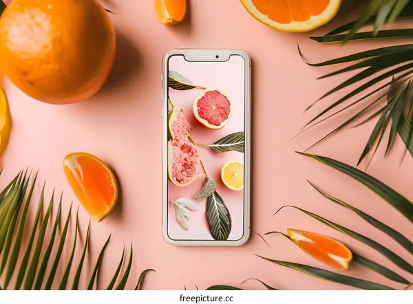 Summer Fruit Still Life On Pink Background