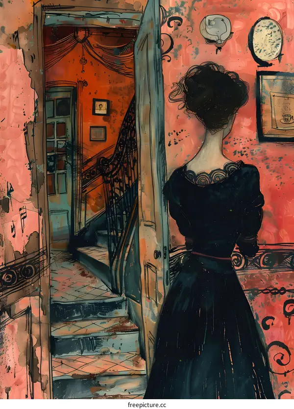 A Victorian Lady in a Black Dress