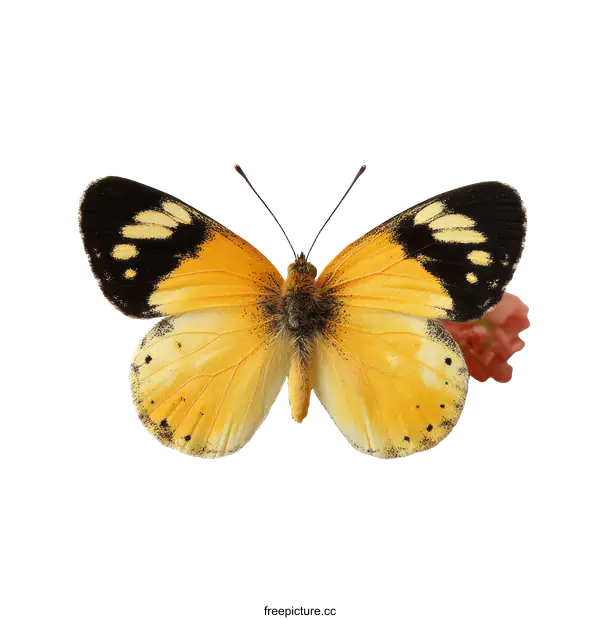 [Transparent Background PNG]Close Up of a Vibrant Yellow Butterfly