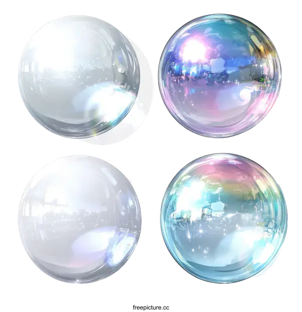 [Transparent Background PNG]Colorful Transparent Soap Bubbles