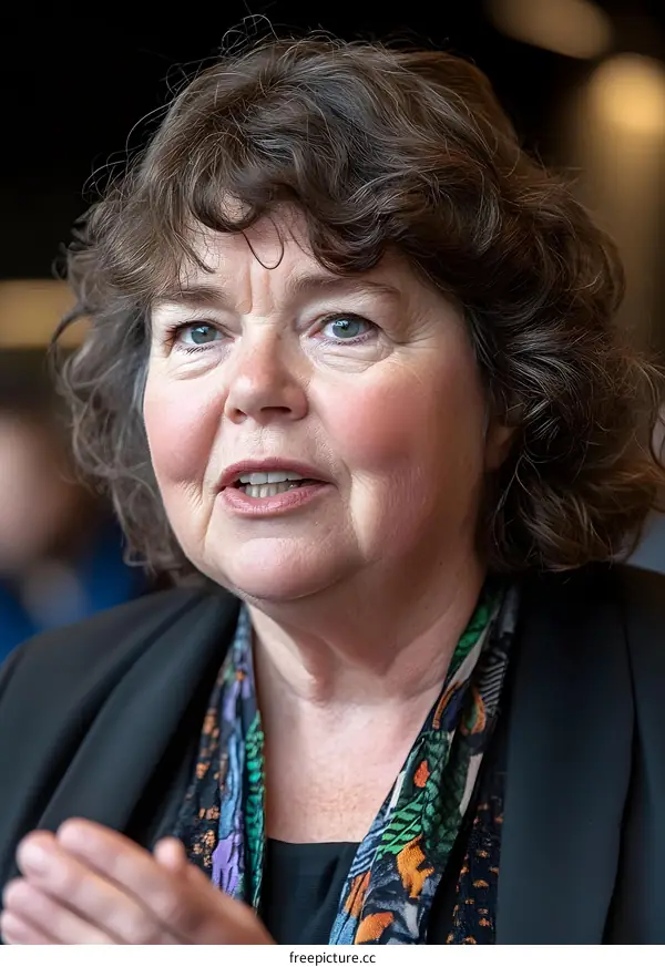 Portrait of a Middle Aged Woman with Curly Hair
