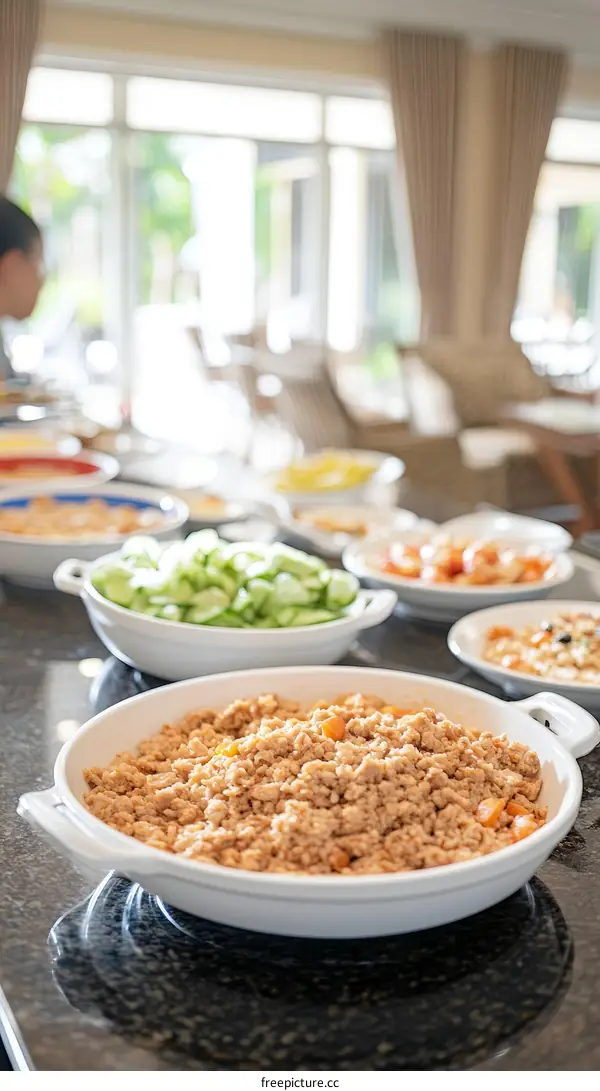 Buffet Food Selection in a Hotel Restaurant
