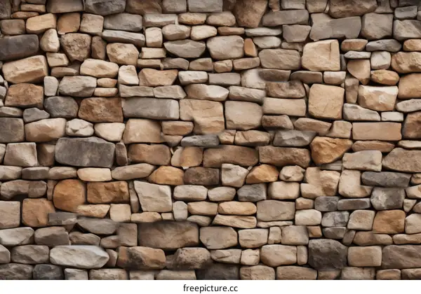 A stone wall with different shades of brown