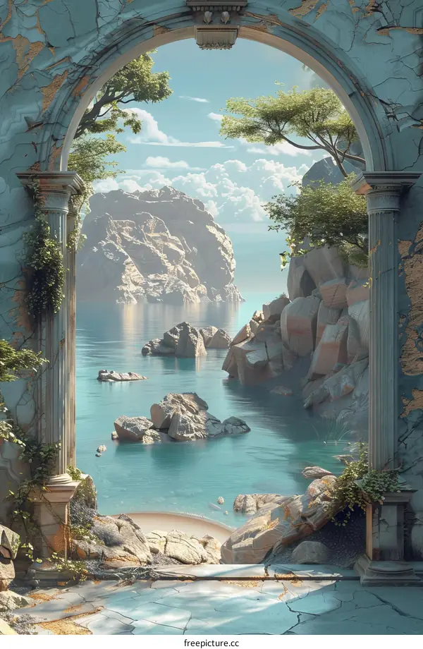 Enchanted Archway Landscape with Rocky Sea