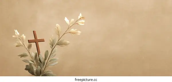 Faithful Christian Cross and Delicate Floral Arrangement
