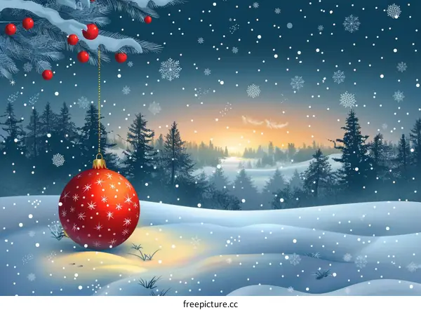 Enchanting Snowy Forest Landscape on Christmas Eve