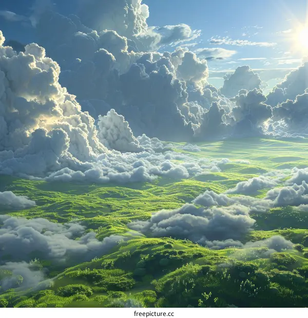 Green rolling hills under a cloudy sky