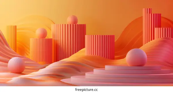 Abstract Geometric Forms in Warm Hues