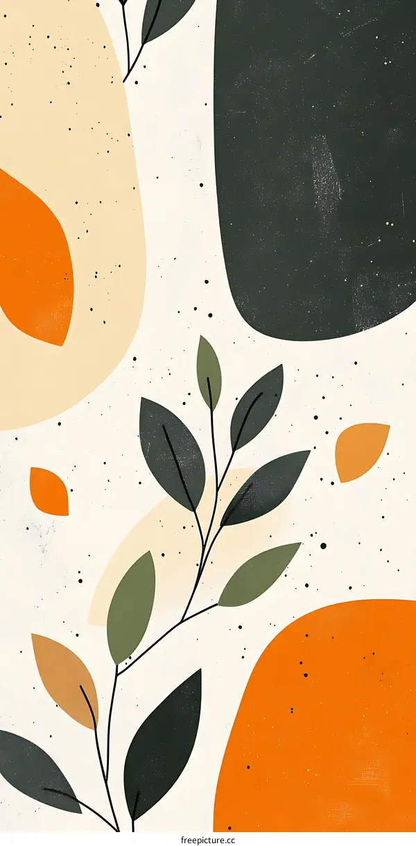 Abstract Art Illustration with Branch and Leaves