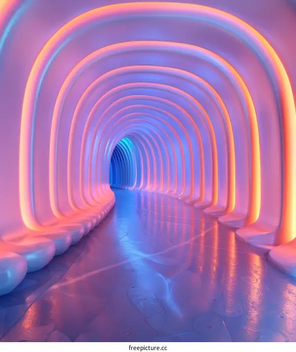 Neon Tunnel Abstract Architecture