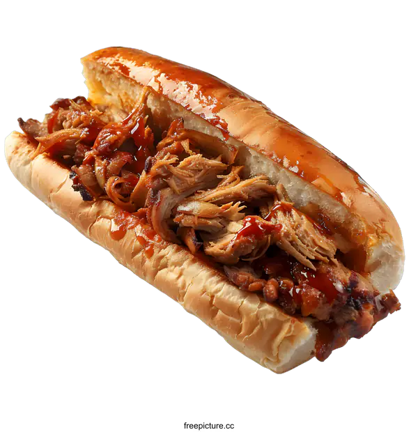 [Transparent Background PNG]Pulled Pork Sandwich with Barbecue Sauce