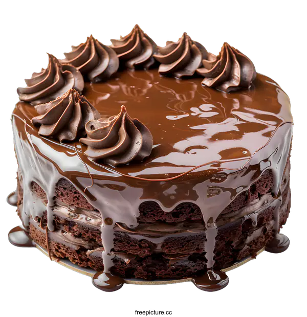 [Transparent Background PNG]A close-up image of a chocolate cake with chocolate frosting