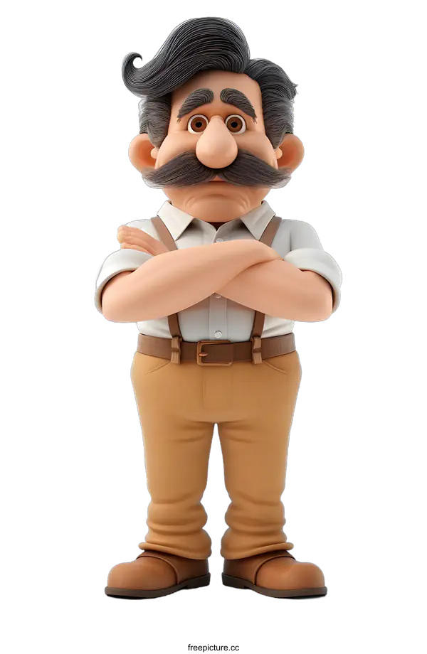 [Transparent Background PNG]3D rendering of a cartoon grandpa