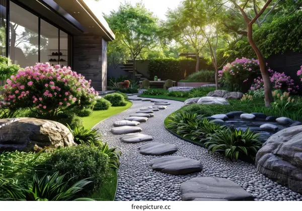 Stepping Stones in a Landscaped Garden