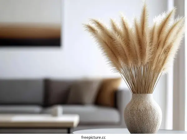 Modern Minimalist Home Decor with Dried Pampas Grass