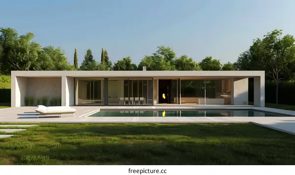 Modern House with Pool and Outdoor Seating