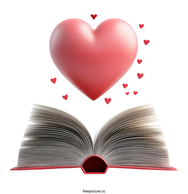 [Transparent Background PNG]Open Book with Love Heart