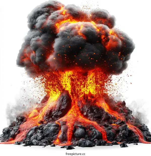 Explosive Volcanic Eruption Illustration