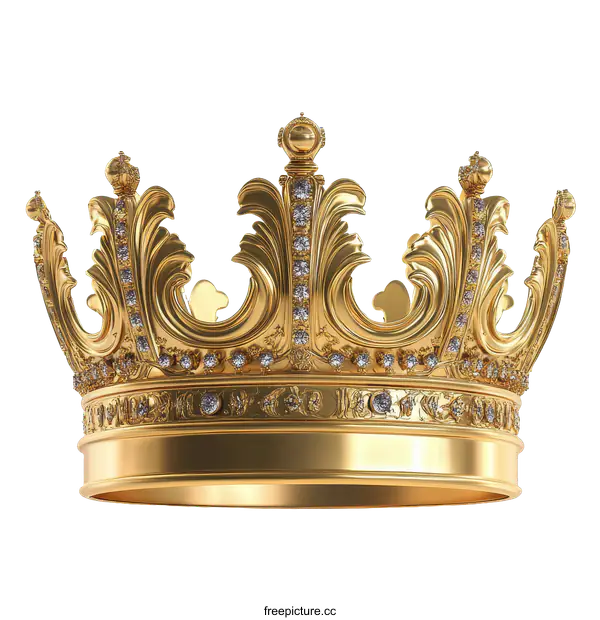 [Transparent Background PNG]Golden Crown with Sparkling Gems