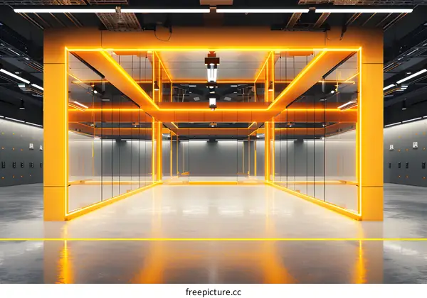Modern Interior Design With Yellow Neon Lights