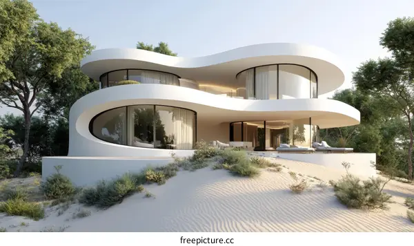 Modern Curvilinear Coastal House Design