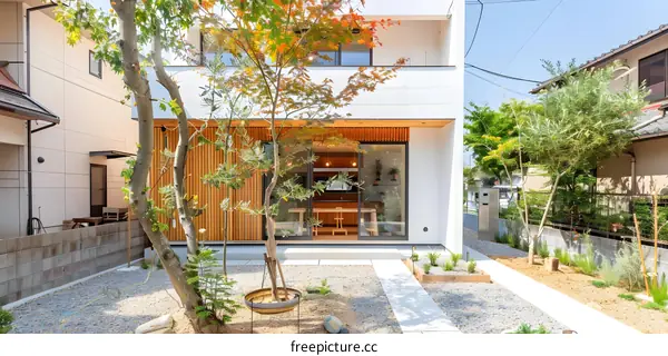 Modern Japanese House with Minimalist Design and Small Garden