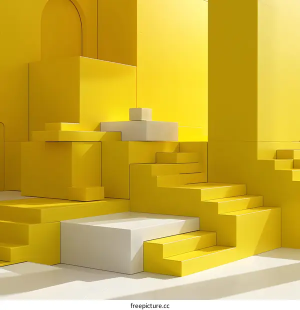 Abstract Yellow and White Geometric Shapes Background