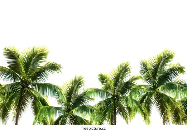 Palm Tree Leaves Isolated on White Background
