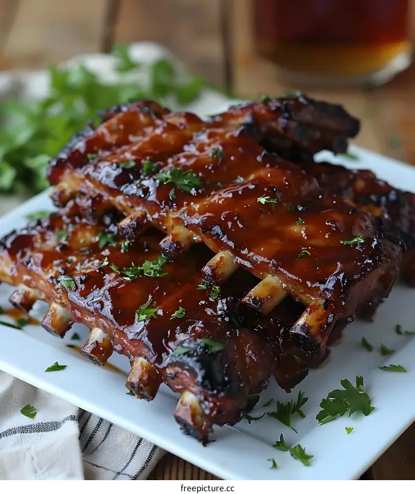 A plate of delicious BBQ pork ribs