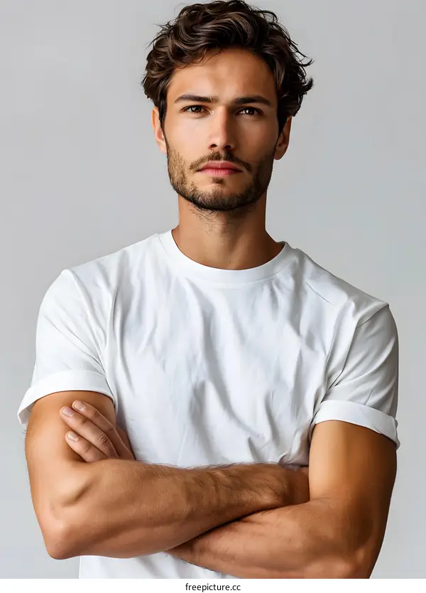 Handsome young man in white t-shirt