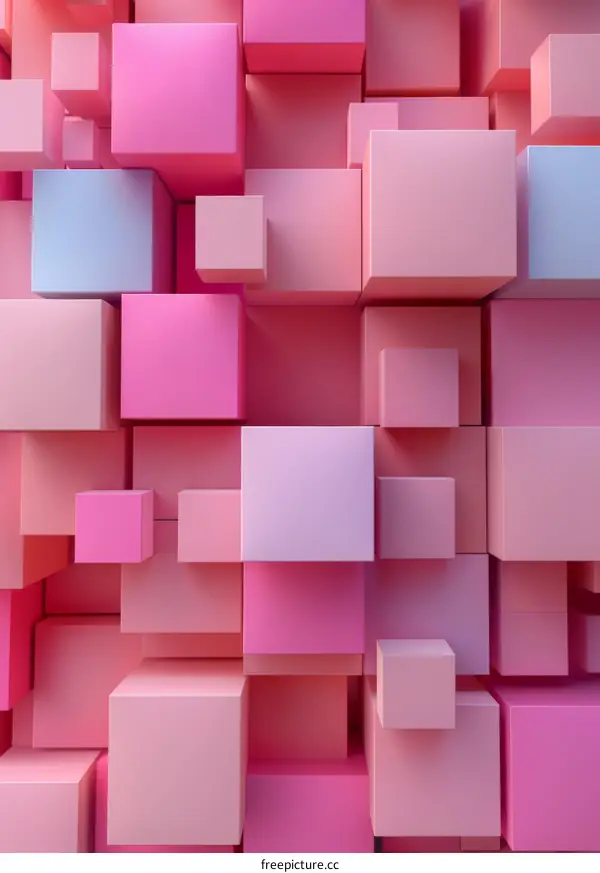 Pink and blue pastel color 3D cubes background