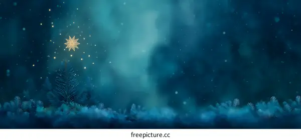 Winter Night Christmas Tree Scene Illustration