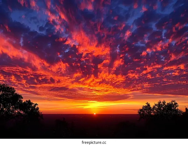 red sunset with clouds