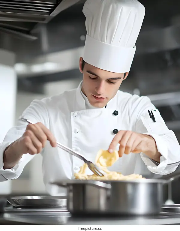 Chef Preparing Food in a Kitchen