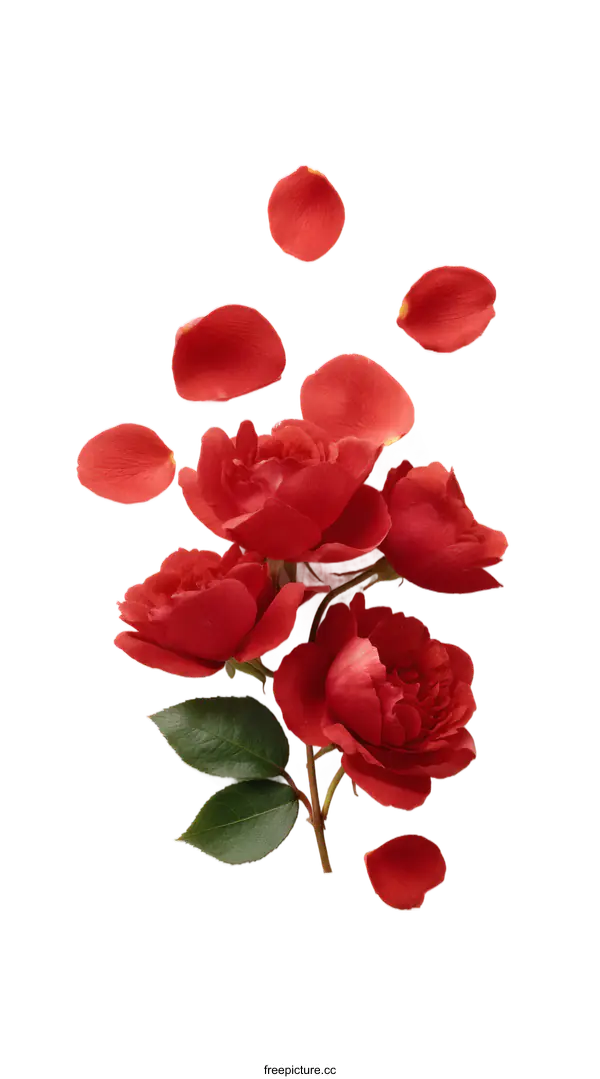 [Transparent Background PNG]Red Rose Petals and Flowers Arrangement