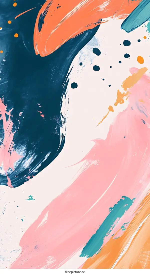 Abstract Background With Blue Pink And Orange Paint Strokes