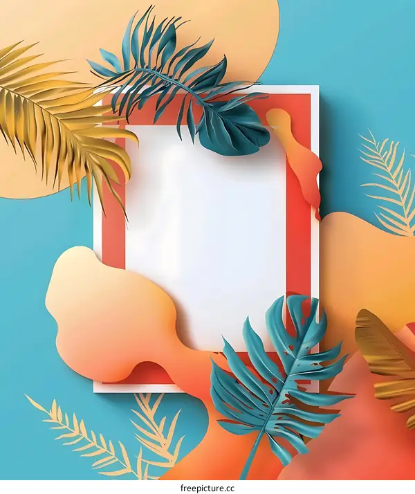 Tropical Leaves Paper Cut Background