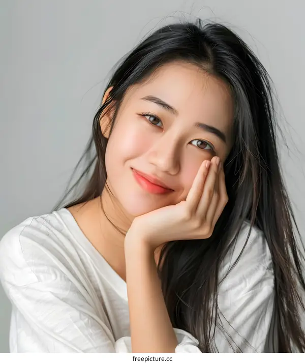 Portrait of a Young Asian Woman Smiling