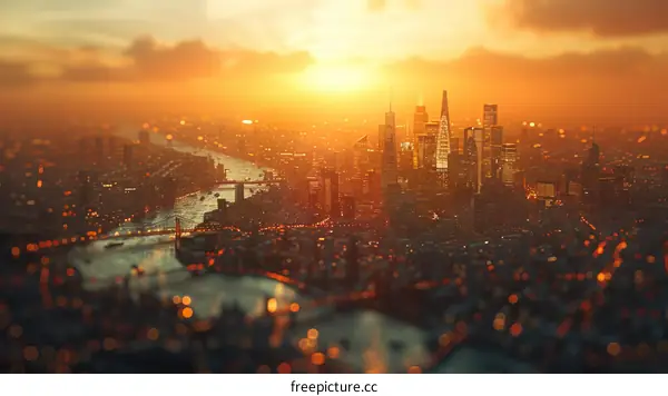 Iconic New York City Skyline at Sunset