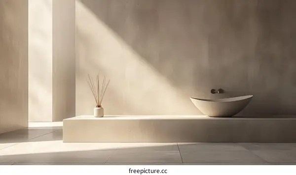 3D rendering of a minimalist bathroom