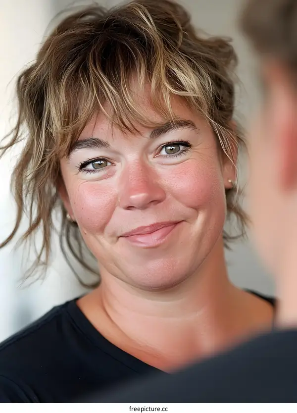 Smiling Woman Looking At Another Person